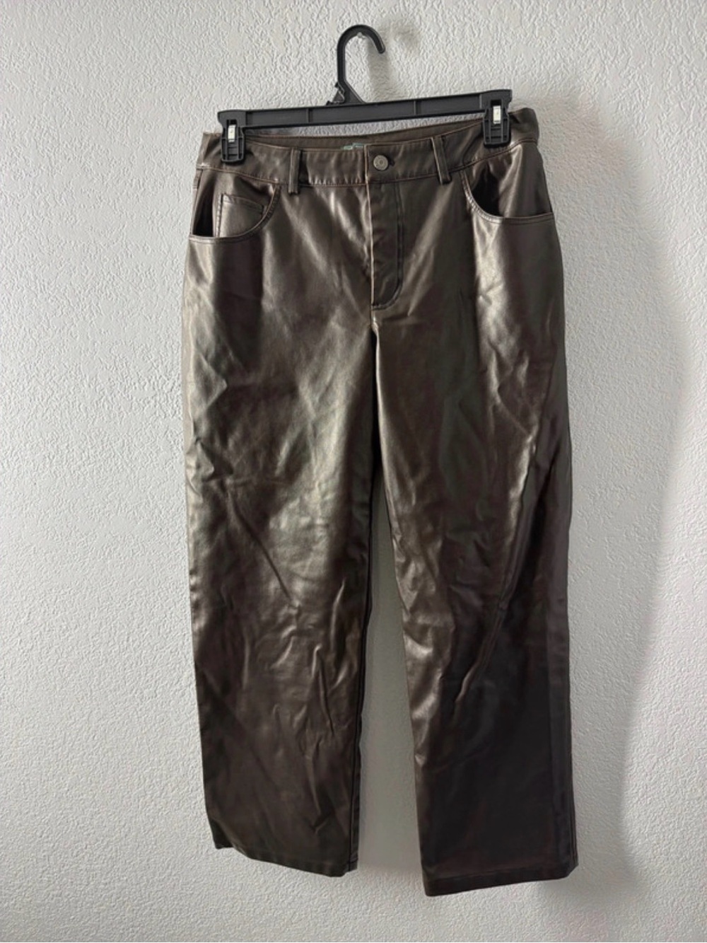 wild fable Men's Dark Brown Faux Leather Straight-Leg Pants
